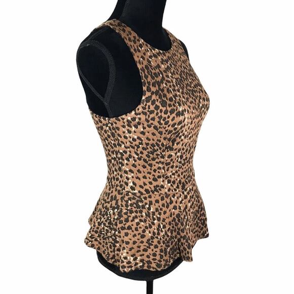 Mara Hoffman Peplum Leopard Top Animal Print Blouse Sleeveless Shirt Size Small - Picture 4 of 9